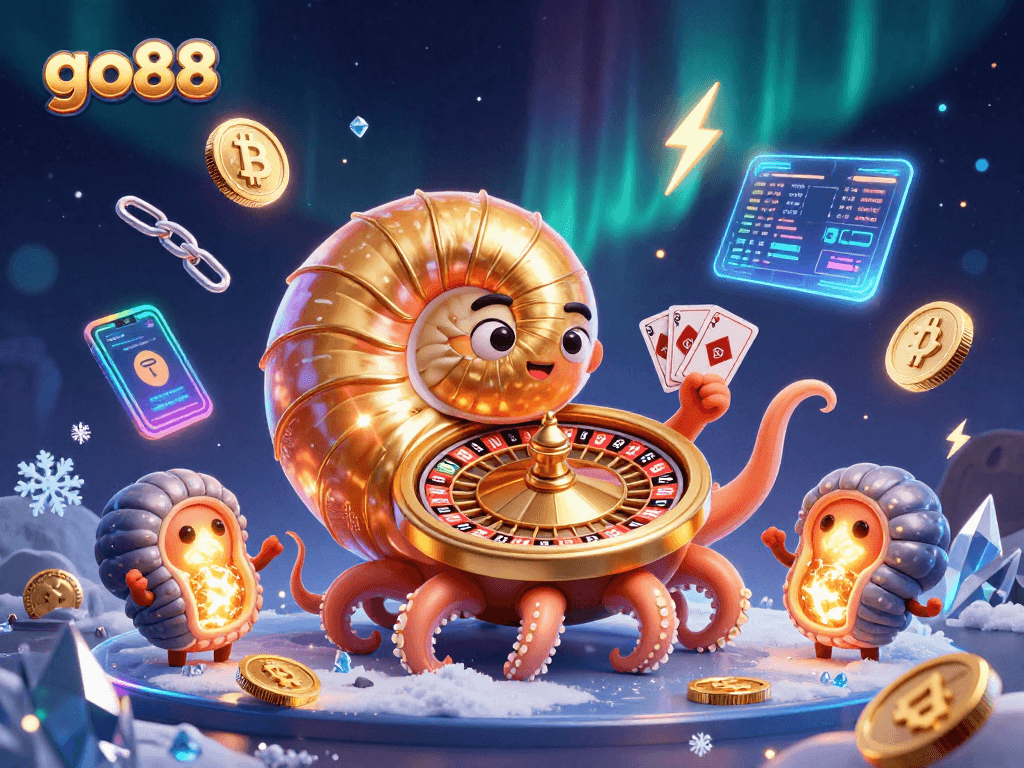 Experience the thrilling go88 adventure with a giant nautilus roulette wheel and glowing crypto coins