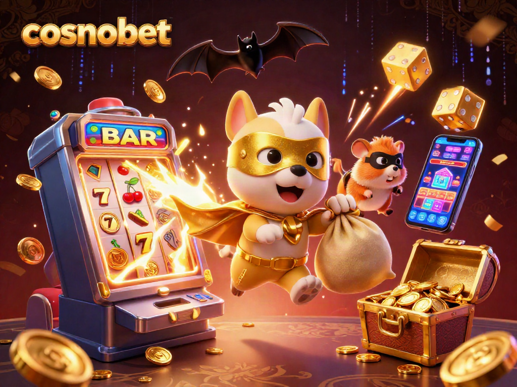 Experience exciting wins at cosmobet with a vibrant 3D scene filled with casino games and jackpots.