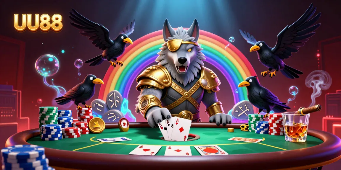 UU88 brings an electrifying atmosphere with Odin and ravens at a dynamic casino scene.