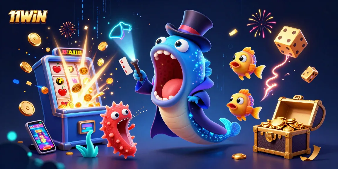 Experience thrilling jackpot magic at 11WIN with enchanting sea creatures and vibrant casino elements.