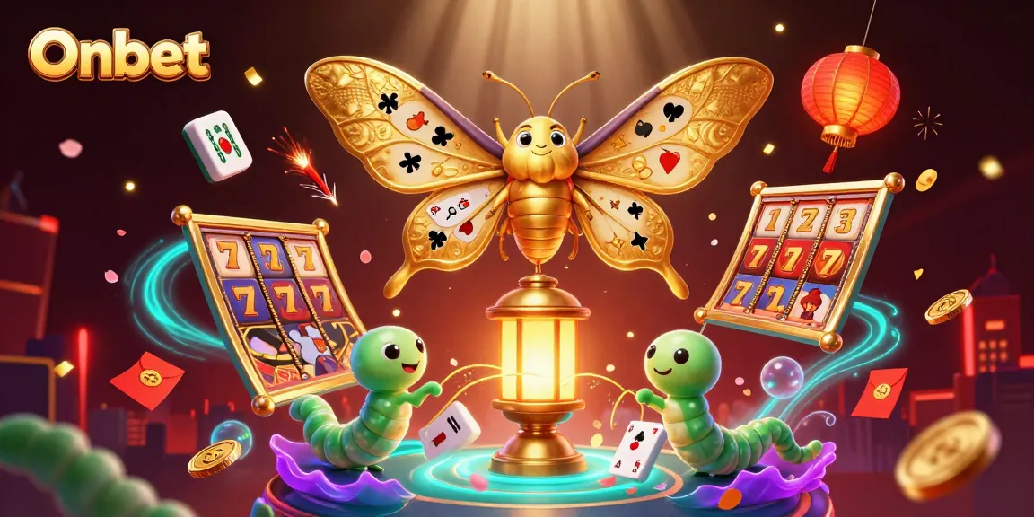 Engage with Onbet's vibrant casino ambiance rich with golden elements and festive game visuals.
