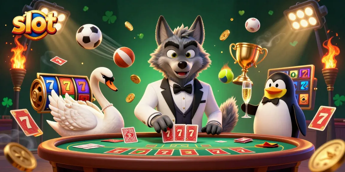 Spin the slot reels with our cartoon characters at a vibrant casino table