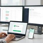 Downloading WhatsApp下載 on a laptop in a modern digital workspace